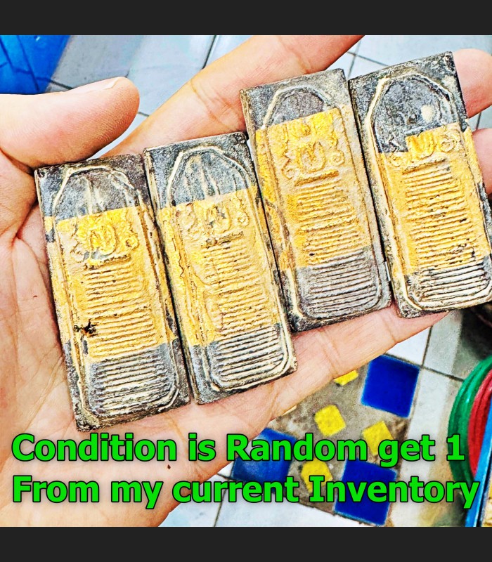 Antique Silver Case 100y Somdej Toh WatRakang Base Long 16row Thai Amulet #17611